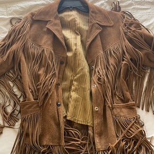 Joo Kay Leather Vintage Fringe Jacket